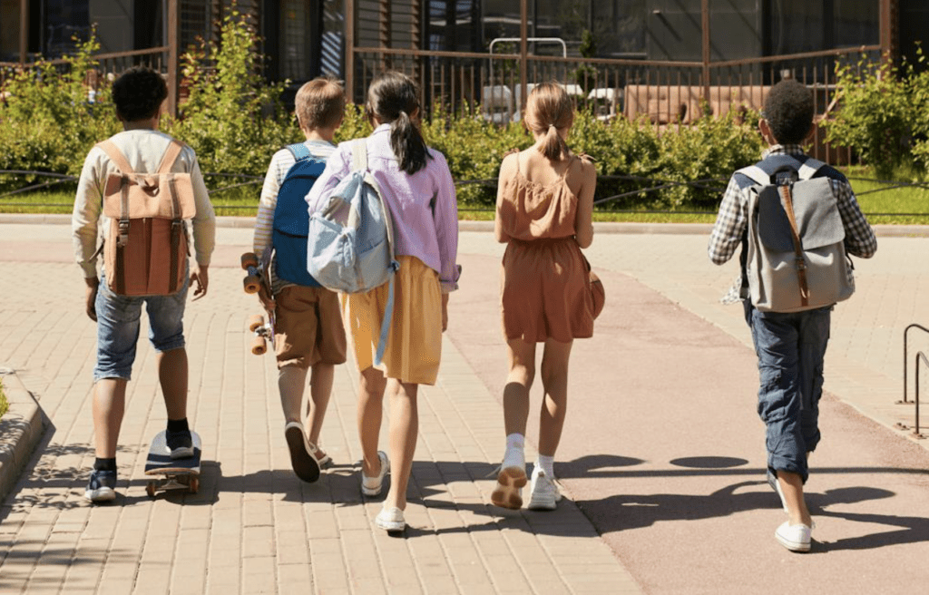 Kids walking home from school.