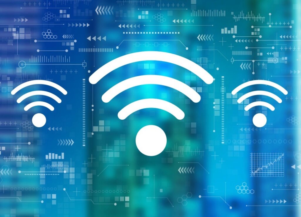 Symbols of wifi connectivity and ongoing cell network service